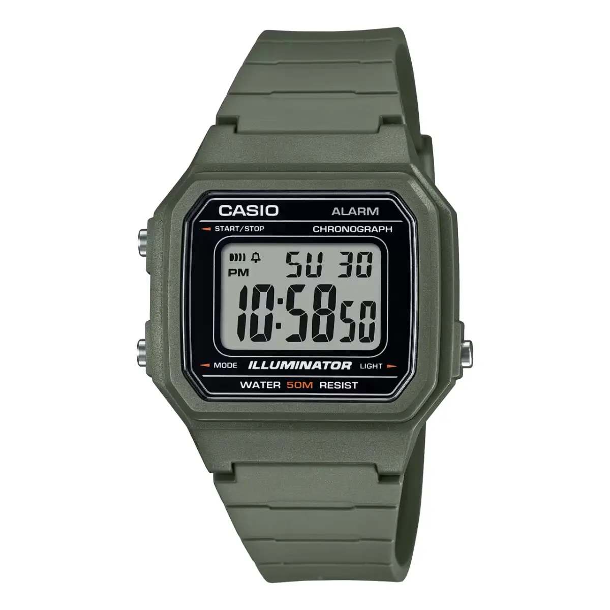 Casio Men's Classic Digital Watch with Green Strap - W-217H-3AVCF