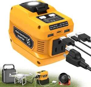 220W Power Inverter for  20V , DC 20V to AC 110V  Inverter, Portable Power Station Generator with 1 AC Outlet, 2 USB Ports & 1 Type-C Fast , 400LM LED Work Light