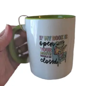 Assorted 11oz Mugs for Readers with Book Dragon Frog Penguin Designs Cute Cup Drinkware Featuring Gingerbread Man Reading Theme