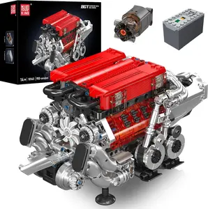Mould King W16 Engine Building Blocks Set 10163 Realistic Scale Model with Battery Motor & Transparent Cylinders for Kids & Engineers 952 Pieces STEM Toy