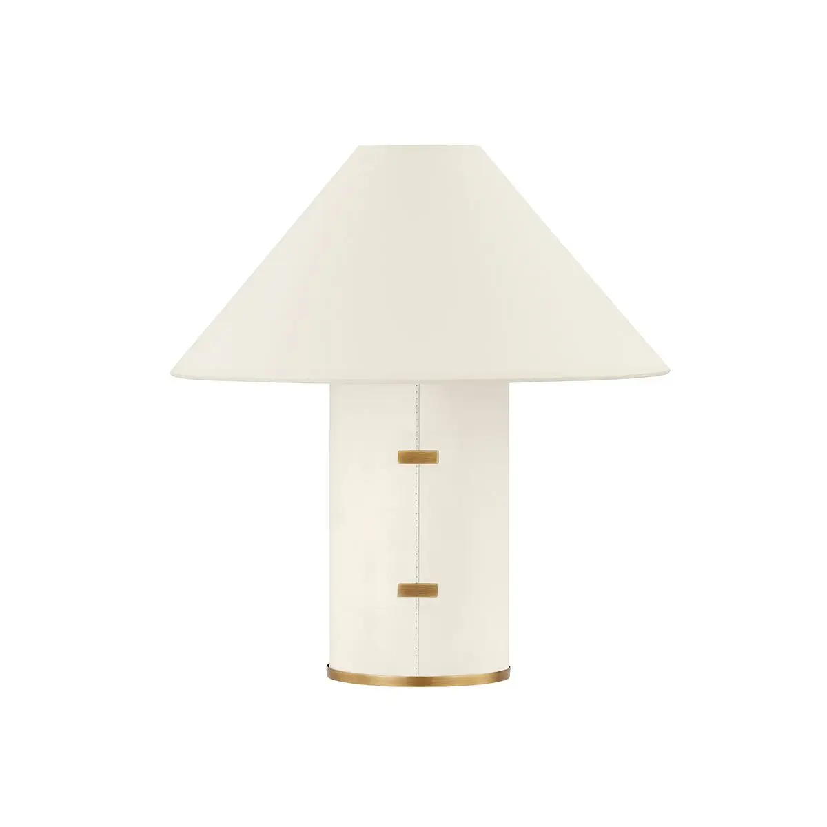 Bond Table Lamp Featuring Parchment-Wrapped Body, Patina Brass Accents, and Warm Ambient Glow