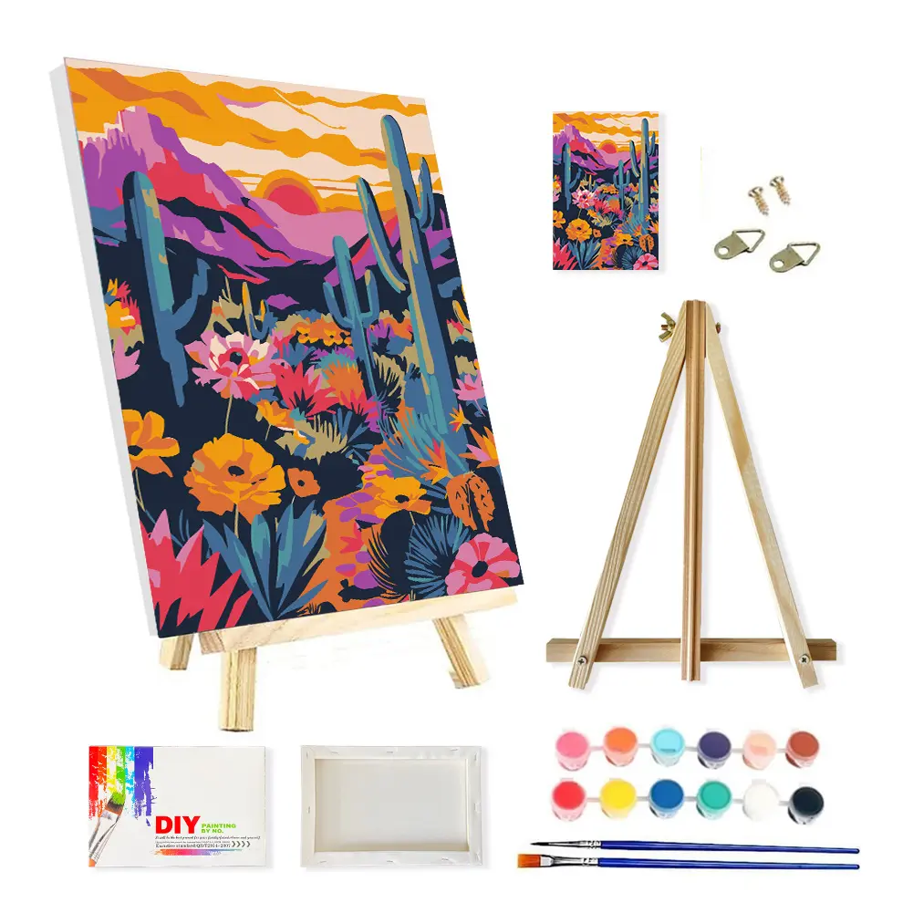 SupaDiya Paint by Numbers Kit for Adults Beginners, Framed and with Easel, Easy Acrylic Watercolors Oil Number Painting Art on Streched Canvas with Easel for Home Decor and Gift 7.8x11.8inch DIY Starry Sky Diamond Painting Kit