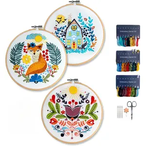 Embroidery Kit for Beginners | Scandinavian Folk Art Beginner Embroidery Kit for Adults | Fox, House, Flower Cross Stitch Kits for Beginners | Needlepoint Kits for Adults