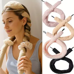 No Heat Plush Hair Curlers - Elastic Band Sleep Styling Tool, Heatless Hair Curlers | Overnight/Quick Voluminous Big Waves for Women, Suitable for Sensitive Scalps & All Hair Types, Soft Hair Curlers