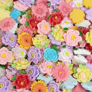 Flower Charms Resin Flatback for Cup Lids DIY Scrapbooking Magnets Phone Cases Slime Charms and More Mixed Colors 25 Pieces