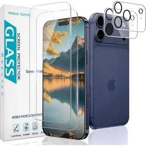 2 Pack Screen Protector for  17 Pro Max 6.9 Inch with 2 Pack Camera Lens Protector, 9H Tempered Glass, Anti Scratch, Bubble Free