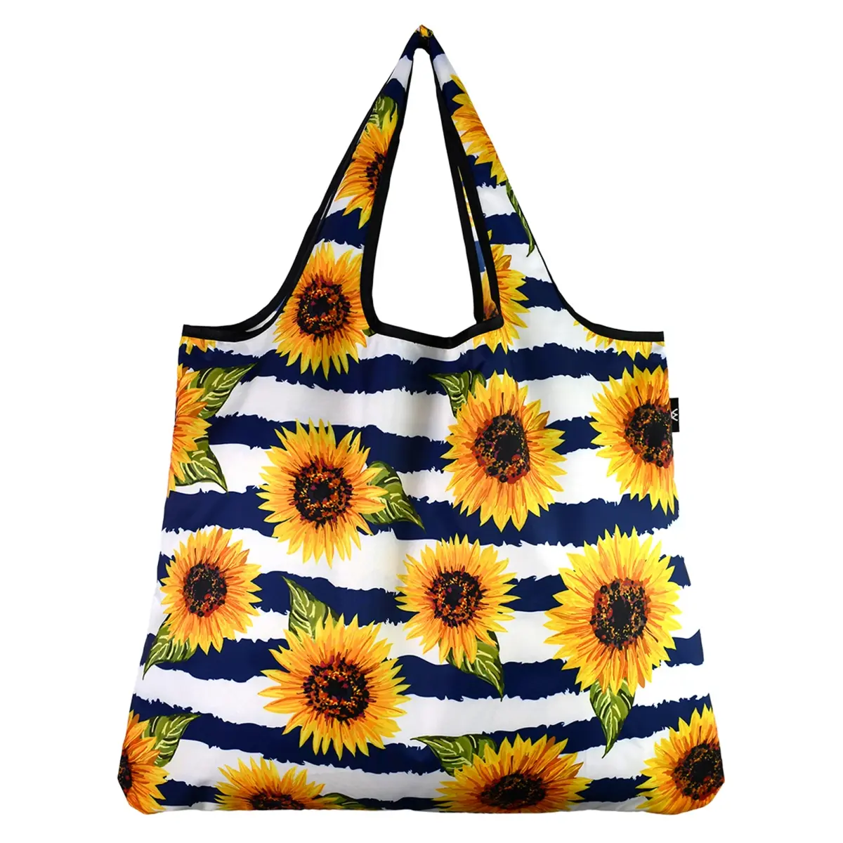 212 MAIN Jumbo Eco-Friendly Reusable Shopping Tote - Sunflower Print, Polyester, Large Size, Fashionable, Foldable, Versatile, Attached Elastic, Reusable Grocery Bag, Lightweight Shopping Bag, Reusable Grocery Bags