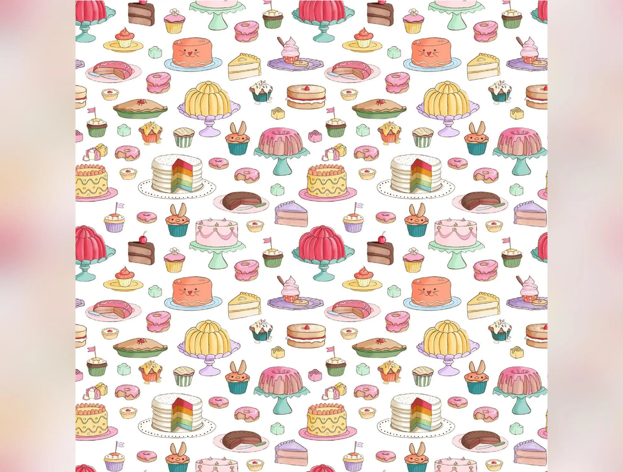 Yummy Scrummy Day - White Cakes by Belle & Boo for Michael Miller