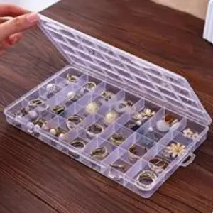 28 Compartment Plastic Storage Box with Lid, 28 Slot Organizer Tray for Jewelry & Small Parts, Durable Case for Workshop & Office, Durable Plastic Organizers