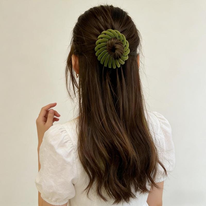 Bohemian Style Bird Nest Magic Hair Clips Set 7pcs, Elegant Cute Hollow, Out Round Plastic Hair Bun Accessories for Women with Wedding Festival Hair Decor