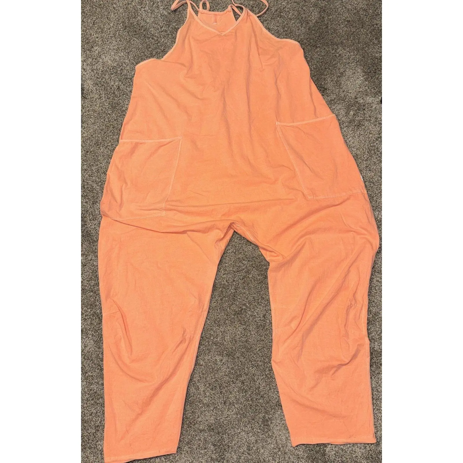 Free People  Hot Shot Jumpsuit Size M Women’s Orange Slouchy Romper One Piece