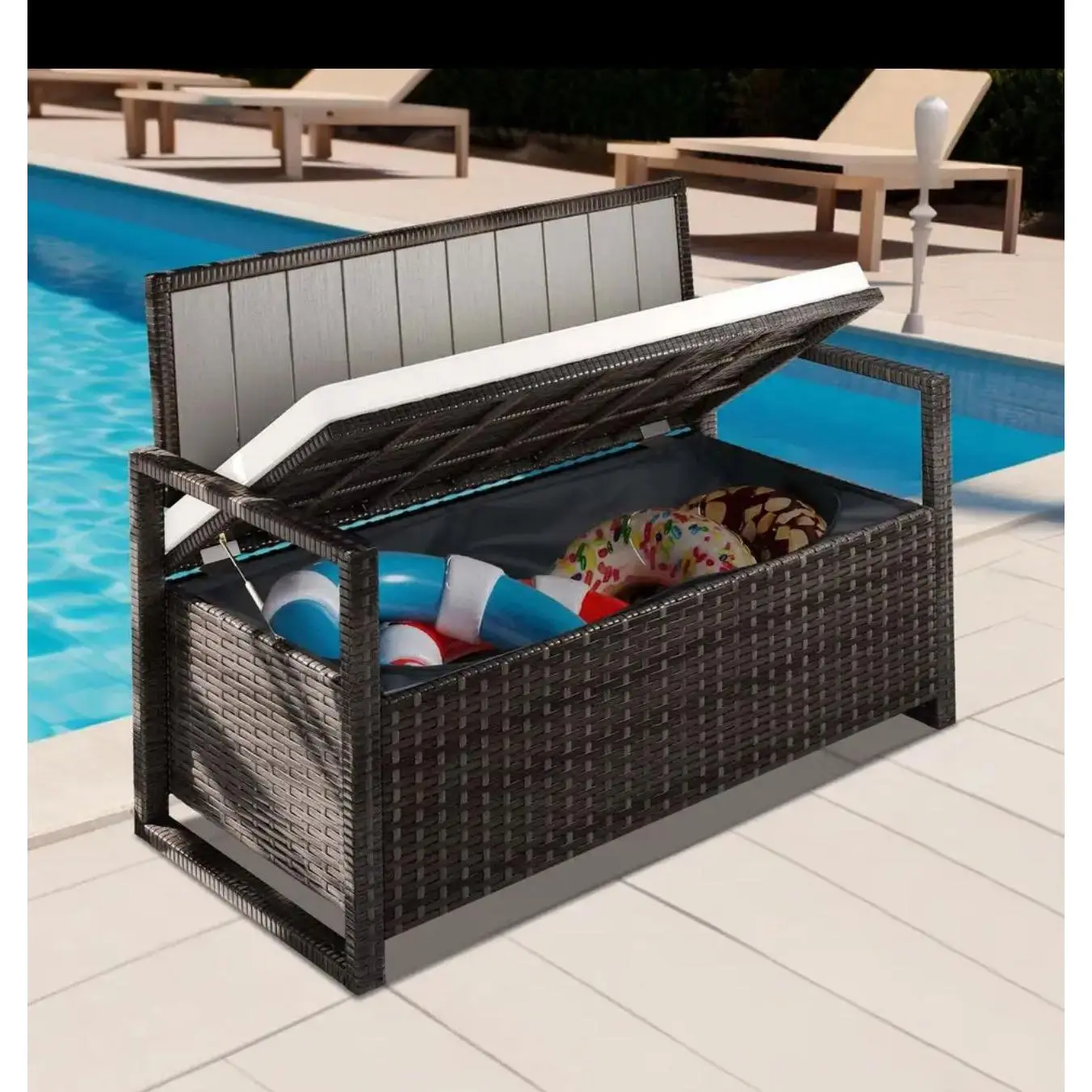 70 Gallon Outdoor PE Rattan Storage Bench 70 Gallon Outdoor PE Rattan Storage Bench
