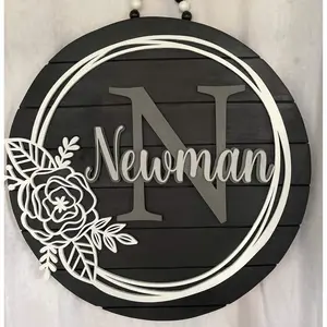 Monogram Floral Ring Last Name Sign