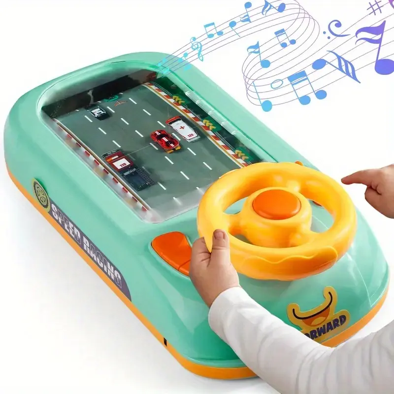 Children's racing; obstacle course; big adventure; game console; simulated driving; steering wheel; electric toy; boy; track obstacle avoidance toy; educational; game; 3-6 years old; racing game console; gift; sound and light interaction