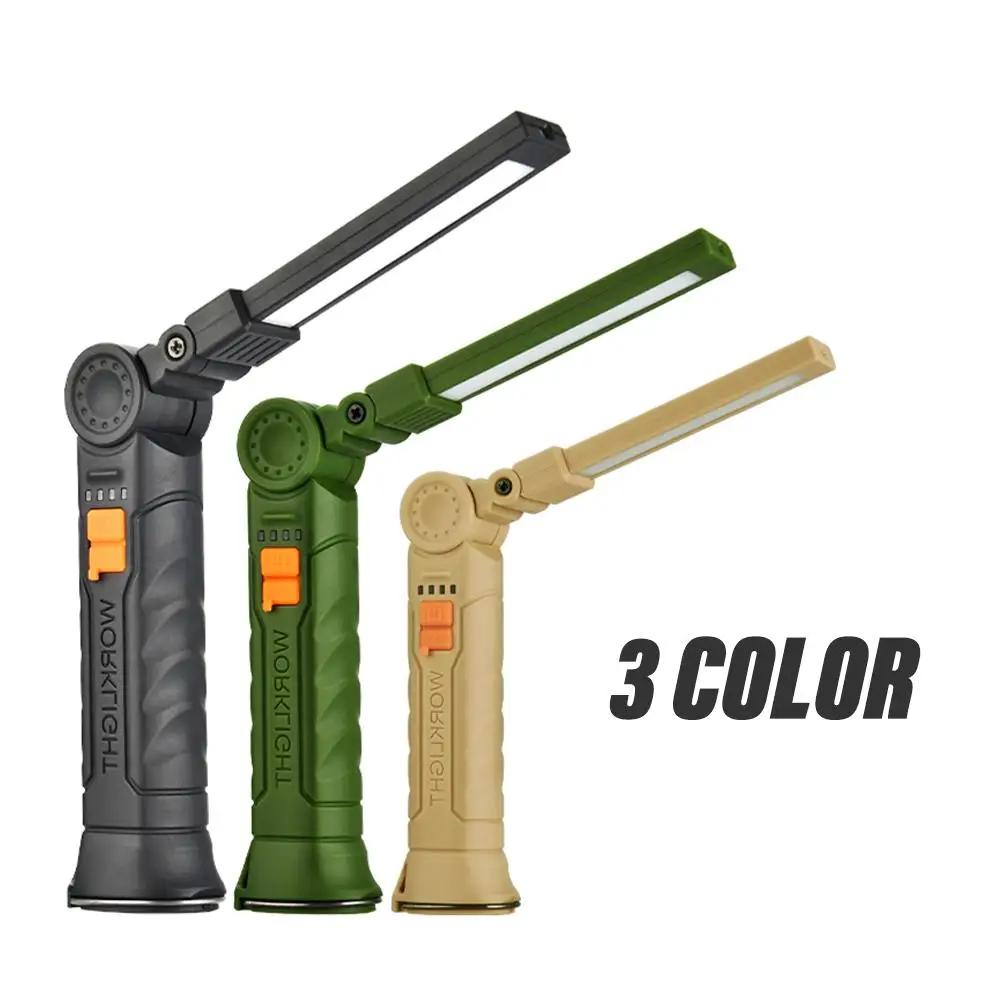 USB Rechargeable COB LED Work Light, 4-Modes Magnetic Base Portable Light, Foldable Light Suitable for Outdoor and Maintenance Use (1 Count)