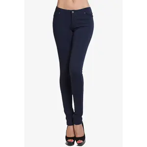 TheMogan Roseland 4 Way Stretch Skinny Pants - Minimalist Plain Cotton Ponte Knit with Zip Fly for All Seasons