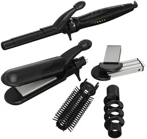 Salon Beauty S8670 5-in-1 Multi-Styler - Ceramic Hair Straightener, Crimper & Curler Set, 60s Fast Heat, Travel-Friendly Hair Tool