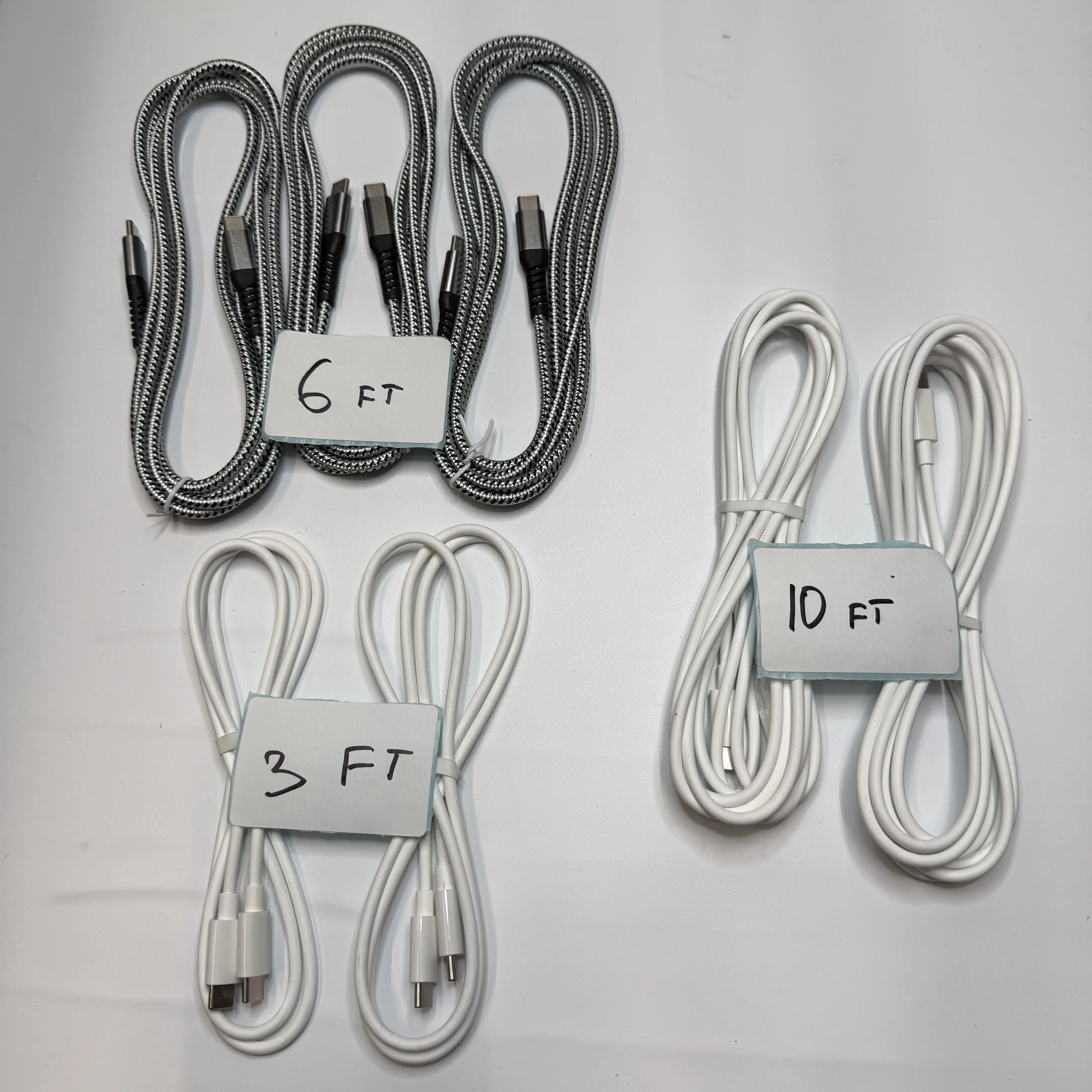 Lot of 7 USB C to USB C Fast Charging Cables 3ft 6ft 10ft Type C Cords