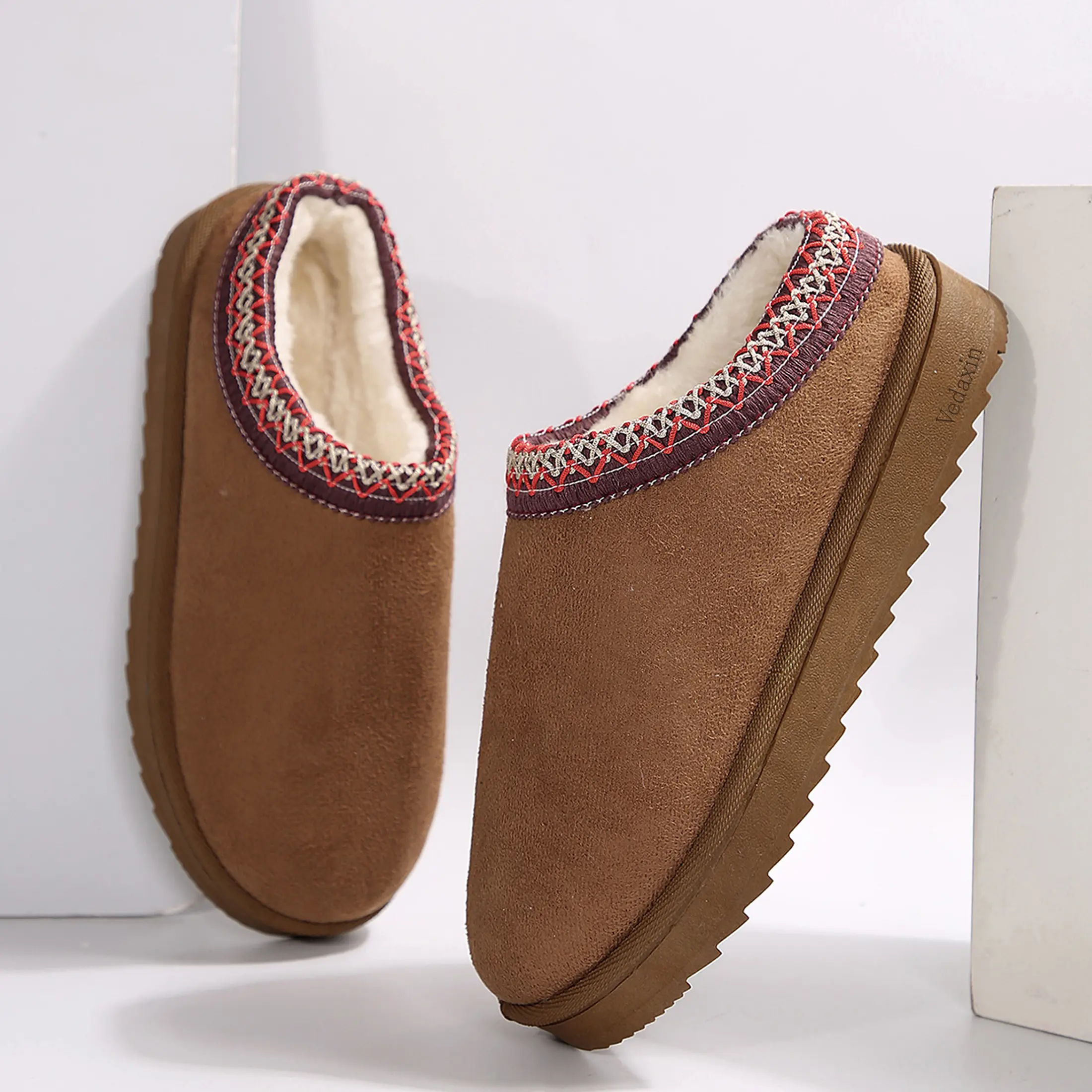 Women's Boots Stylish Comfortable Suede Flat Slip-On Snow Boots for Warmth and Fashion - Short Design Shoes for Indoor and Outdoor Footwear