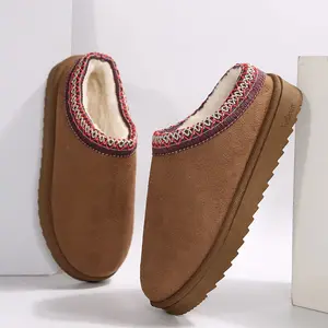 Women's Boots Stylish Comfortable Suede Flat Slip-On Snow Boots for Warmth and Fashion - Short Design Shoes for Indoor and Outdoor