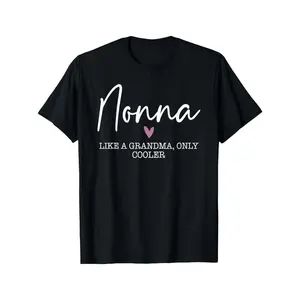 Men's 180g Fitted Crewneck Round Neck Short-Sleeve Casual T-Shirt, Nonna "Like a Grandma Only Cooler" Heart Design, Mother's Day Memorial Day Graphic, Funny Freak Cat Meme Streetwear Tee