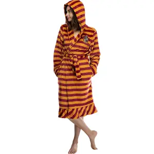 Harry Potter Juniors' Striped Hooded Plush Fleece Robe - All 4 Houses Gryffindor, Hufflepuff, Slytherin, Ravenclaw