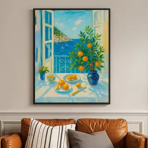 Henri Matisse Open Window Art Print - Coastal View Oranges Art Print - Colorful Mediterranean Wall Decor - Fauvism Painting Matisse Artwork