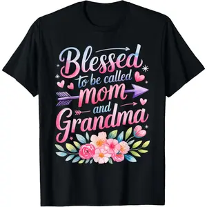 Mother's Day Blessed to Be Called Mom and Grandma Flowers T-Shirt