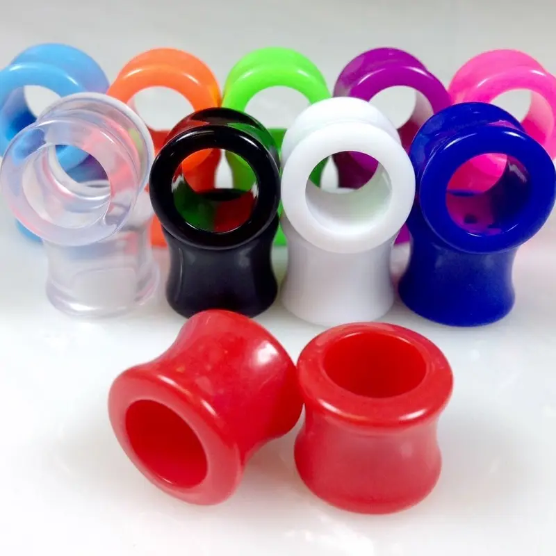 PAIR Solid Color Ear Tunnels Plugs Gauges Earlets - 3mm through 30mm