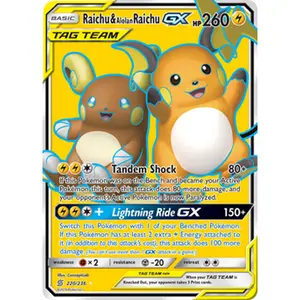 Pokemon TCG Raichu & Alolan Raichu GX (Full Art) Unified Minds Near Mint Trading Card Single