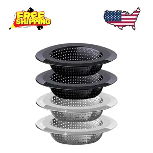 Kitchen Sink Drain Strainer, 4 Pack Stainless Steel and Black Mesh Sink Strainer