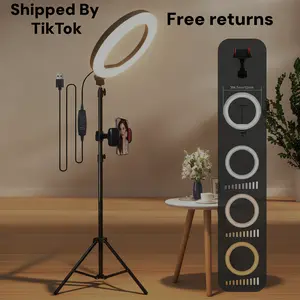 12" Video Light with 63" Adjustable Tripod & Phone Holder - Upgraded Dimmable Ring Light for Live Stream, Makeup & Zoom Meetings - Essential Kit for March Madness, Spring Break, Easter & World Cup Content Creation