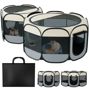 DOMIPET 2 IN1 Pop-up Dog Pet Tent, Dog Playpens Indoor Outdoor, Portable Mesh Pet Playpen, Foldable Dog Enclosure, Cat Cage Houses , 2-Room Foldable Dog Playpen for Indoor Outdoor Dogs, Cats, Small Animals with Carrying Case