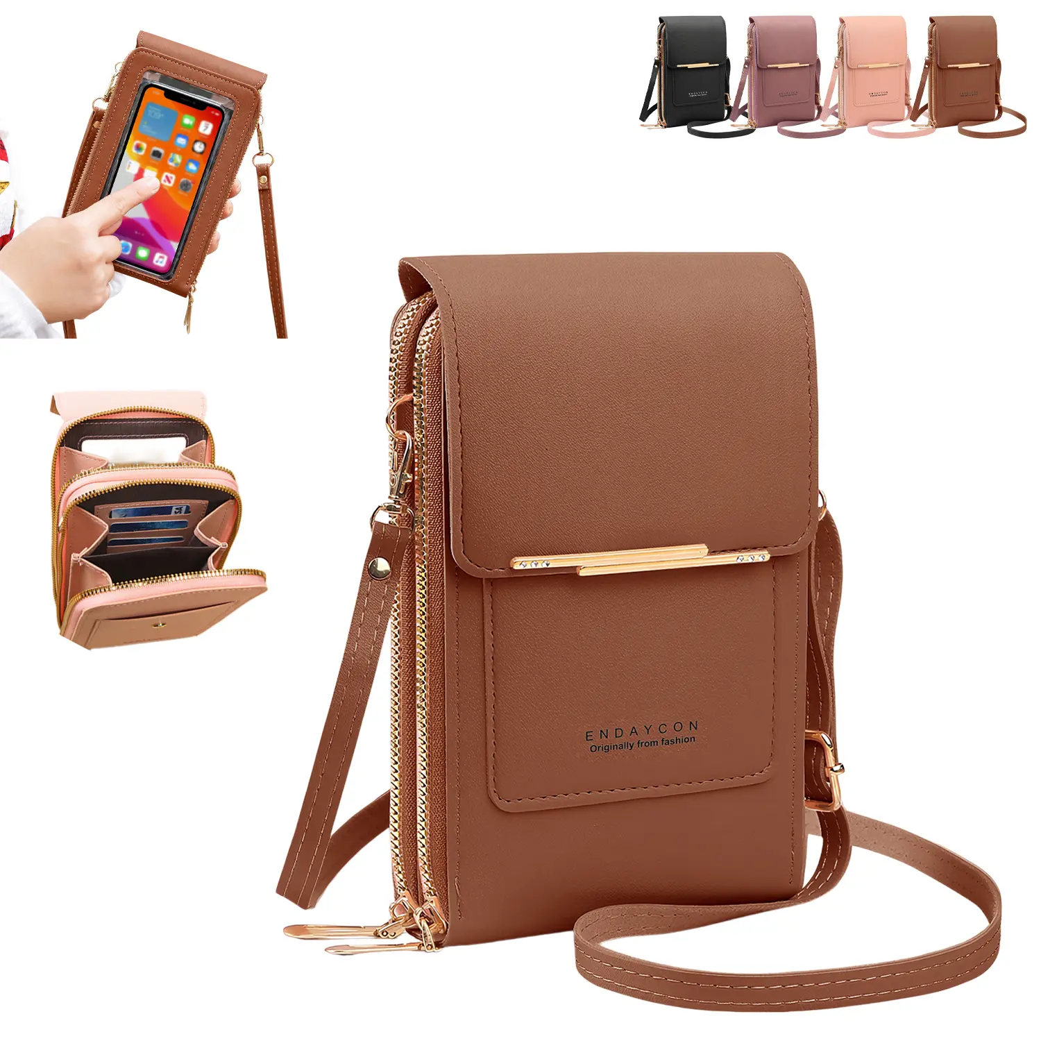 Cross Body Purses for Women Mini Shoulder Handbags Zipper Crossbody Bags Trendy Purses Touchscreen Shoulder Bag with Credit Card Slots