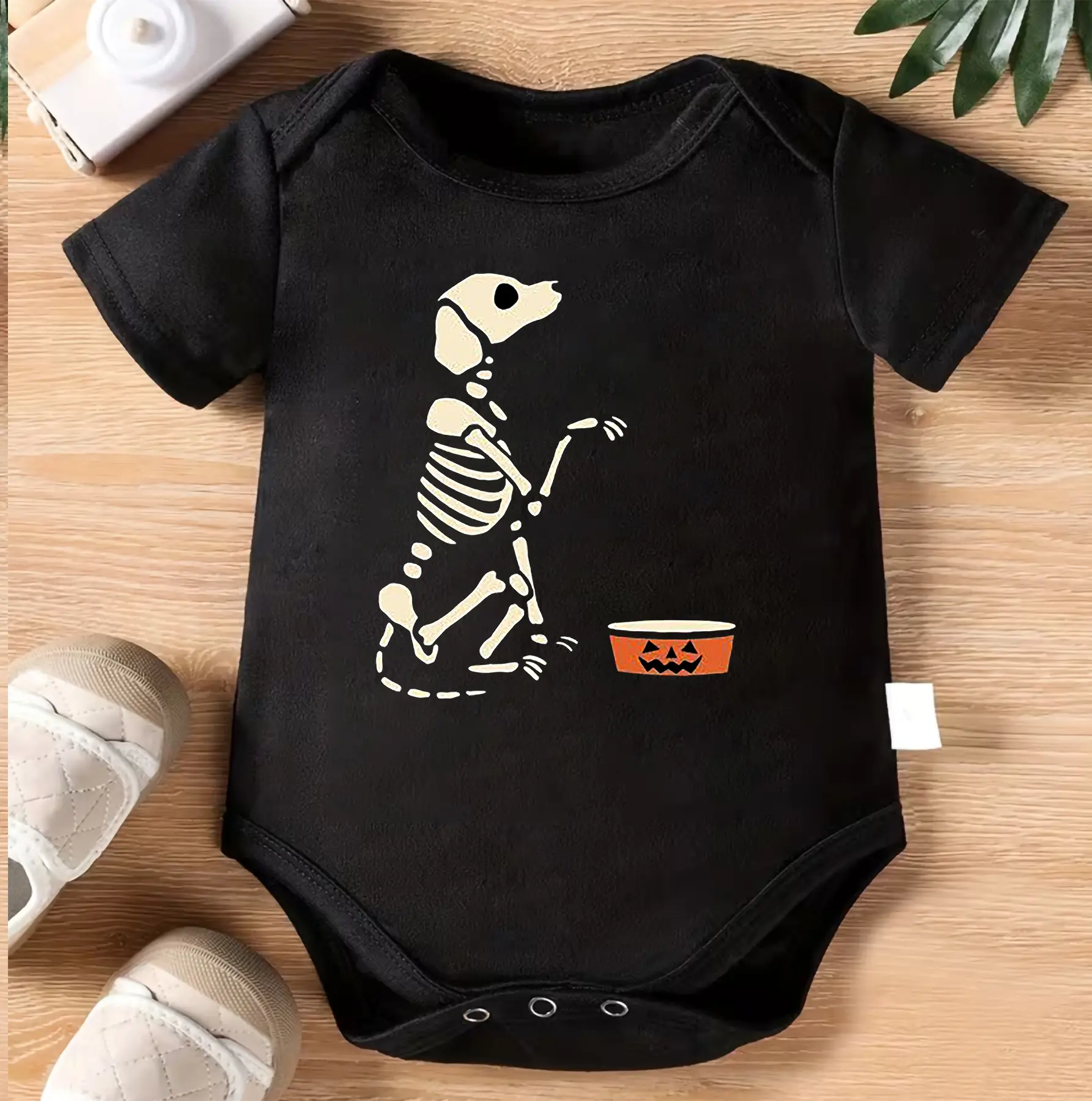 Skeleton Dog Baby Bodysuit | Cute Halloween Infant Romper | Puppy Lover Newborn One Piece | Spooky Fall Baby Outfit | Gender Neutral Baby Gift