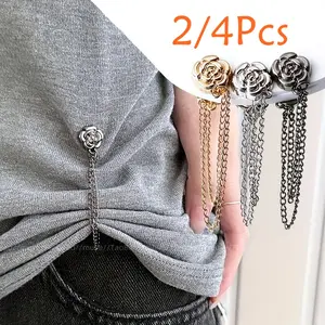 2/4Pcs Magnetic Clothing Clips Detachable Nail Free Chain Clips Seam Free Leg Fixing Closure Buckle Length Shortening Tool