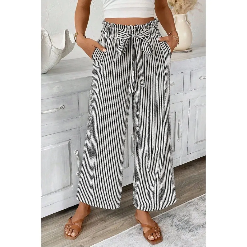 Striped Paperbag Waist Pants