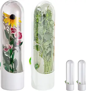 2 Pack Herb Keeper Container for Refrigerator, Clear Storage Bottle for Cilantro Parsley Mint, Fresh Produce Saver, Extends Freshness for 2-3 Weeks