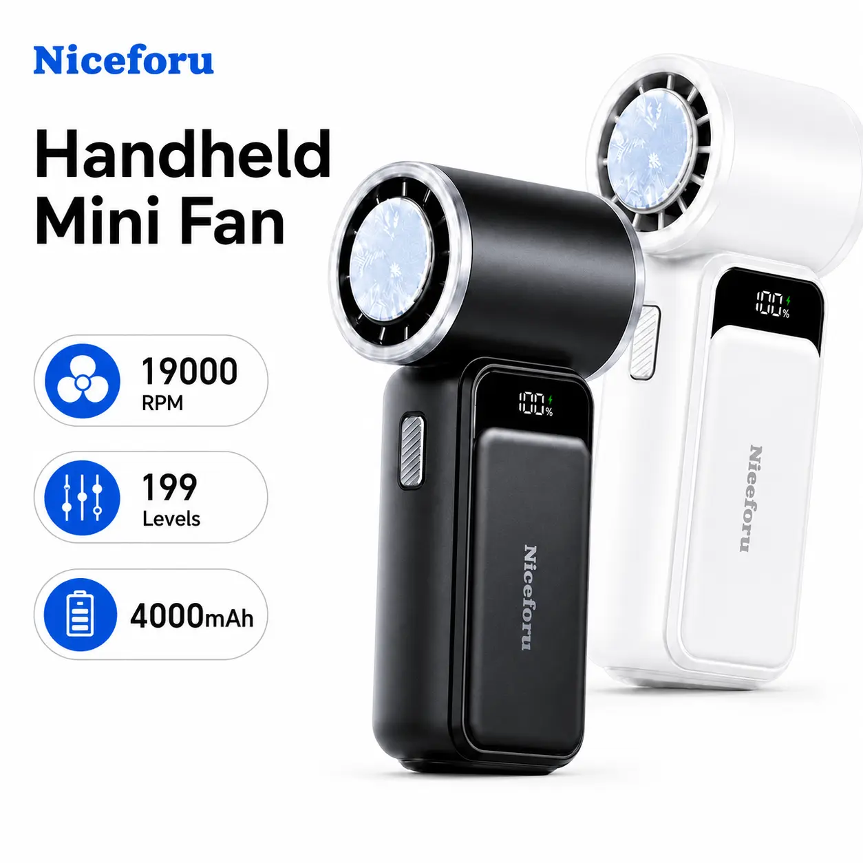 Niceforu GS88 Turbo Pocket Fan High Speed Handheld Fan Portable Rechargeable Mini Pocket Cooling Fan 199 Speed Wind Cooler for Commute Camping Makeup Usb Black