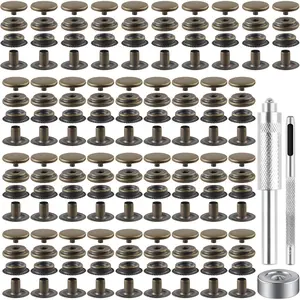 40 count (10 Sets) Snap Fastener Kit Tool 5/8 inches (15mm) Snap Button kit Snaps for Leather Snap Fasteners Kit for Leather Stainless Snaps Button for Bag, Jeans, Clothes, Fabric(Bronze)