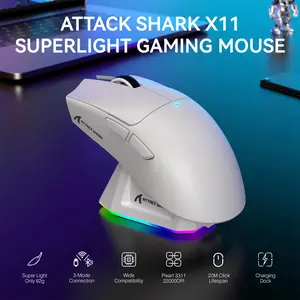 ATTACK SHARK X11 Wireless Gaming Mouse – 22K DPI PAW3311 Sensor RGB Lightweight Rechargeable Mouse