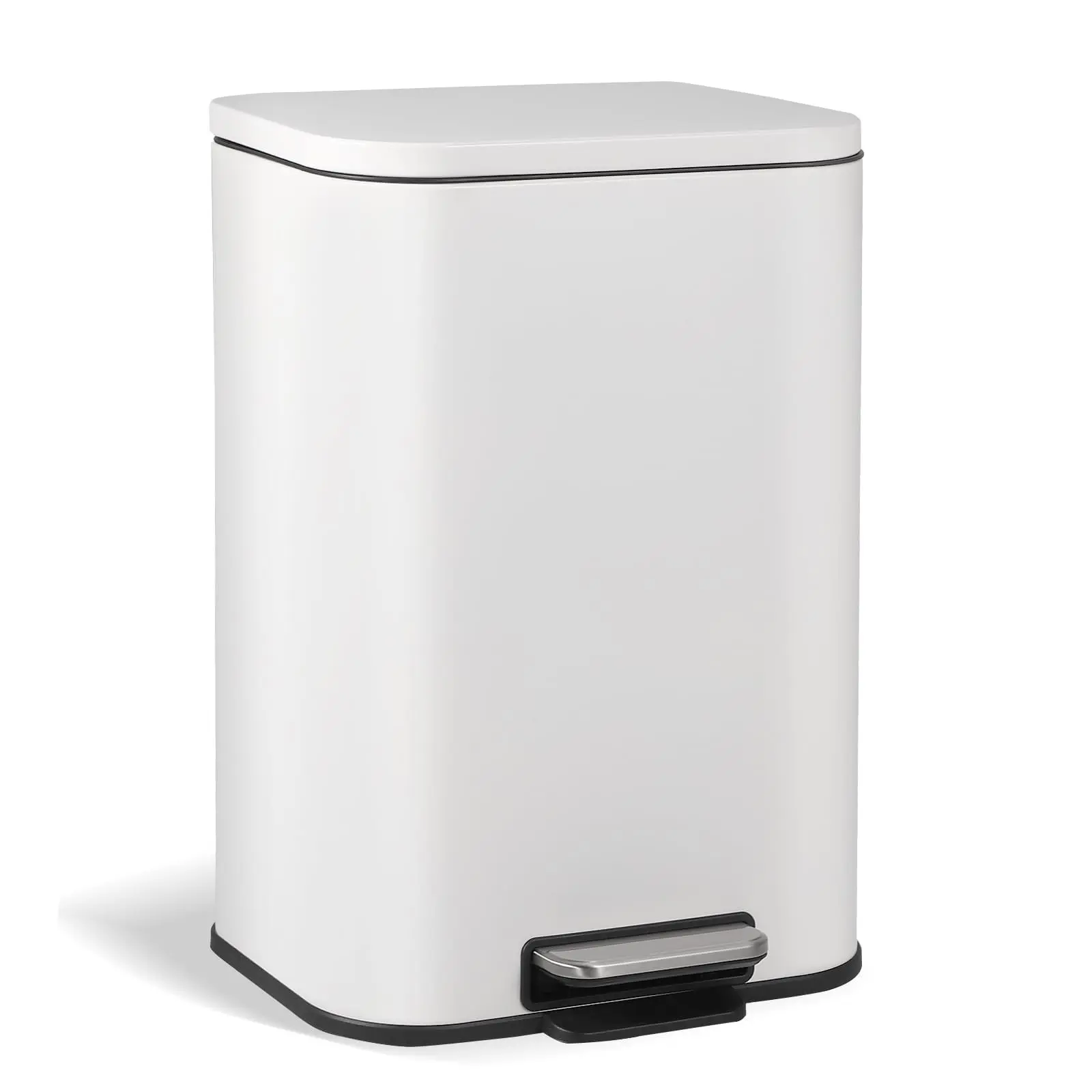 Garvee Stainless Steel Step Can with Soft-Close Lid and Removable Inner Bucket, 5.3 Gallon Rectangular Garbage Can for Kitchen, Office, Bathroom, and Living Room in Silver