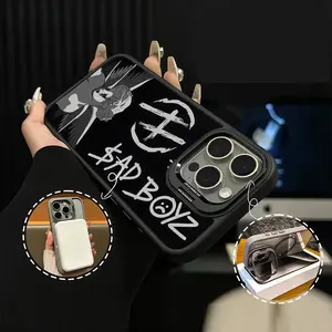 Sad Boyz Illustration Pattern Black Cool Men's Style Design Magsafe Casing For iphone 17 16 15 14 13 12 11 PRO PLUS MAX AIR Hard TPU Metal lens frame Film Shockproof Protection Anti-Drop Protective Protector Camera Holder Phone Cases Shell Cover L1590
