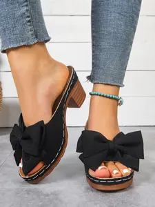 Summer ladies butterfly festival high-heeled sandals, Butterfly Decorated Slides, peep toe fishmouth open toe design, elegant and fashionable women's shoes, perfect for casual fashion wear, lazy one-pedal design, Valentine's Day gift