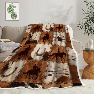 Western Cowboy throw Blanket, Retro Farmhouse Cow Sherpa Blanket West Country Cow Print Blanket for Bed Brown, Warm Cozy Bedrooms Living Rooms Travel Camping Blanket : Home & Kitchen