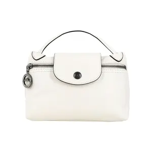 Longchamp Le Pliage Leather Snap and Zipper Closure Crossbody Bag for Women in Beige