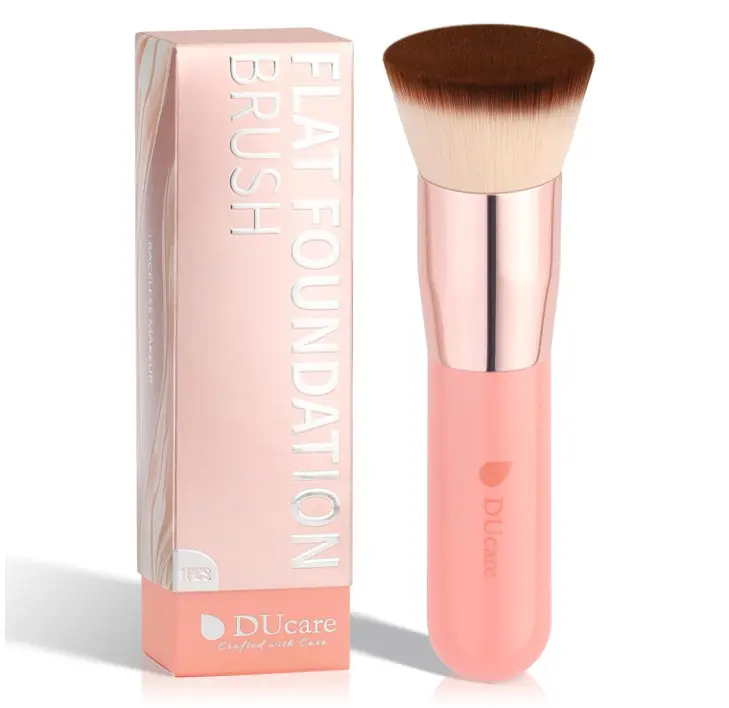 DUcare Foundation Brush for Liquid Makeup,Flat Top Kabuki Foundation Brushes - Premium Makeup Brush for Liquid, Cream, Powder,Buffing, Blending,Pink