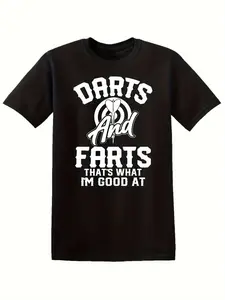 Men's Fun Dart Player T-Shirt, Soft Breathable Round Neck, Casual Shirt, Lightweight Funny Adult Clothing