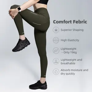 Women's High Waisted Scrunch Butt Lifting Tummy Control Training Leggings with Dual Nighttime Safety Systems & 360° Reflective Elements for Enhanced Visibility and Comfort