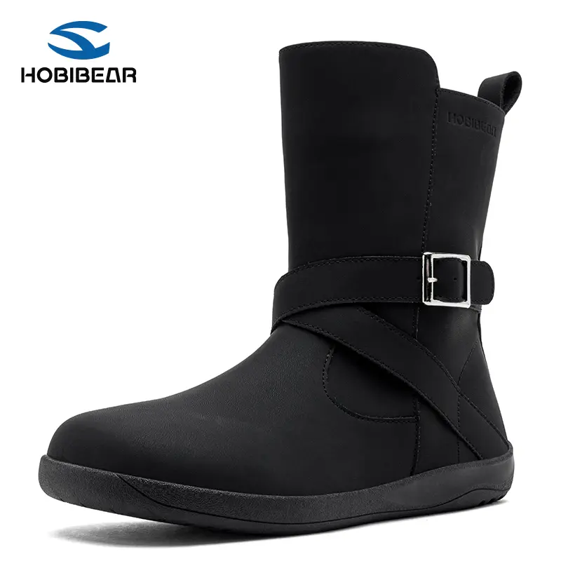 HOBIBEAR Women's Long Boots, Waterproof Winter Footwear, Mid-Calf Lace-Up Design, Thick Shock-Absorbing Insoles, All-Weather Anti-Slip Soles, Reinforced And Durable, Suitable For Outdoor Wear
